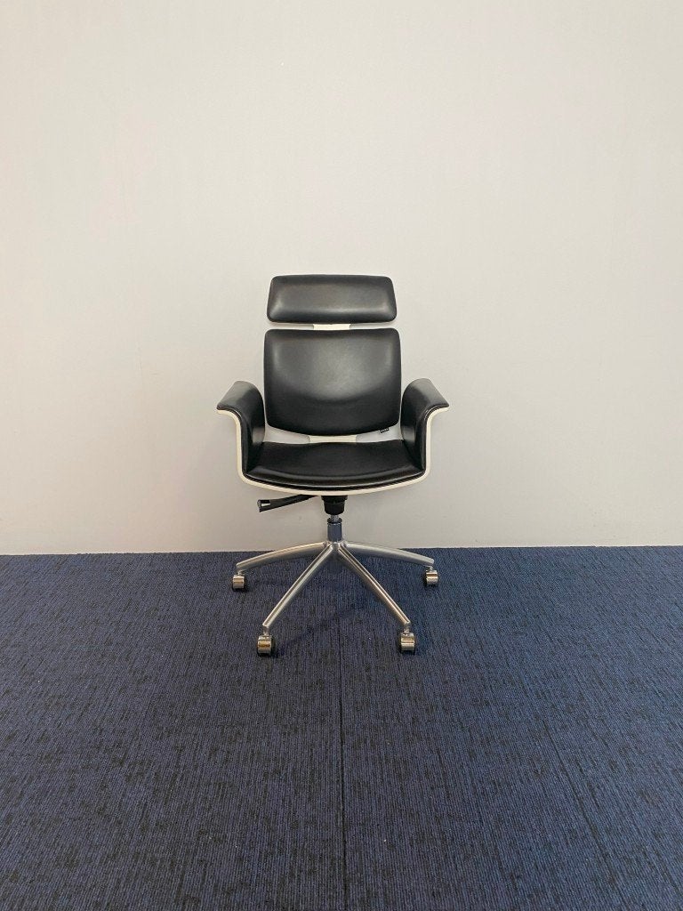 3 x Vergaderstoel Vepa Fado-KKH - zwart leder, chroom frame, Ophalen, Gebruikt, Drie, Zwart