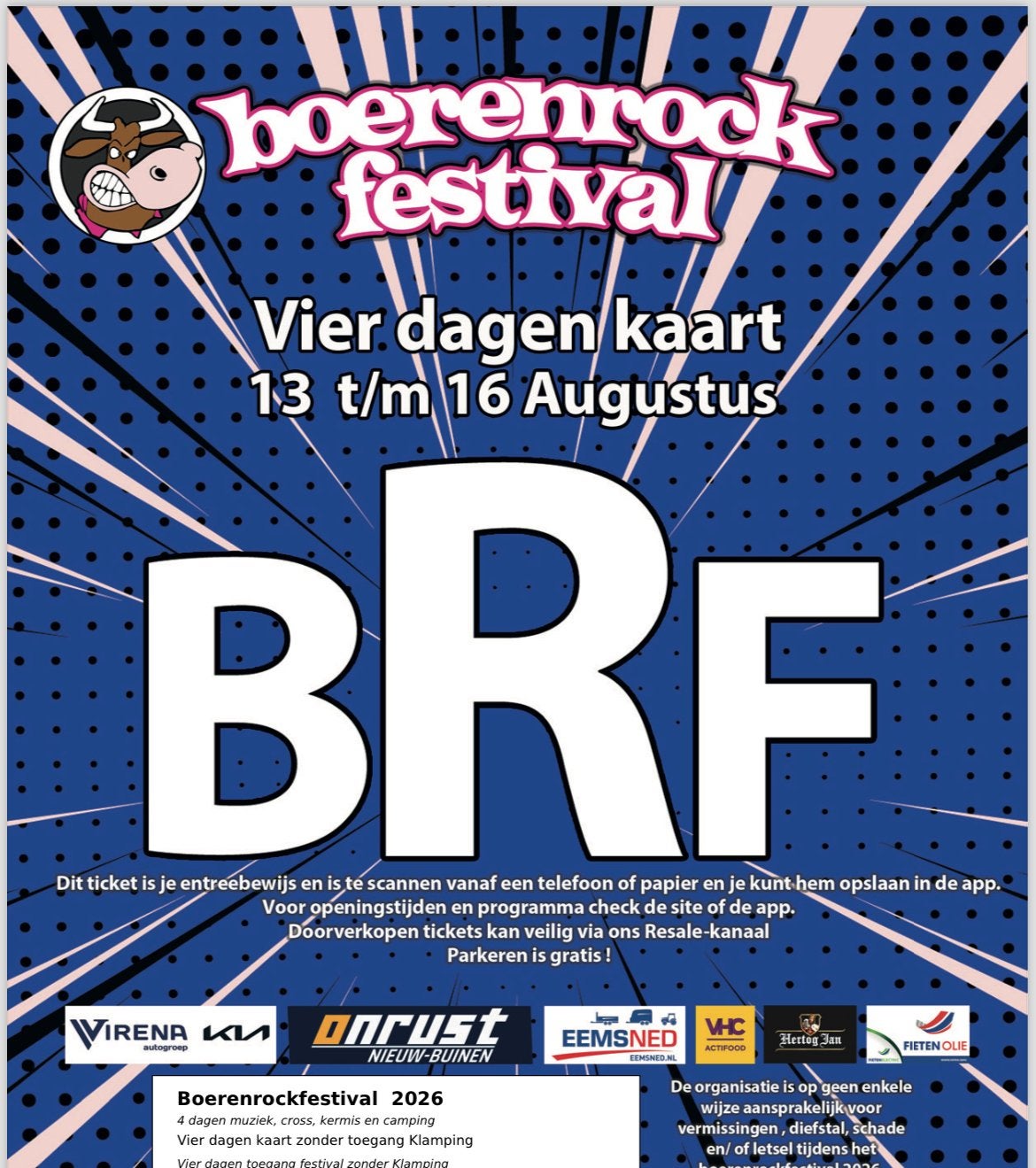 Boerenrock e-ticket, Drie personen of meer, Meerdaags