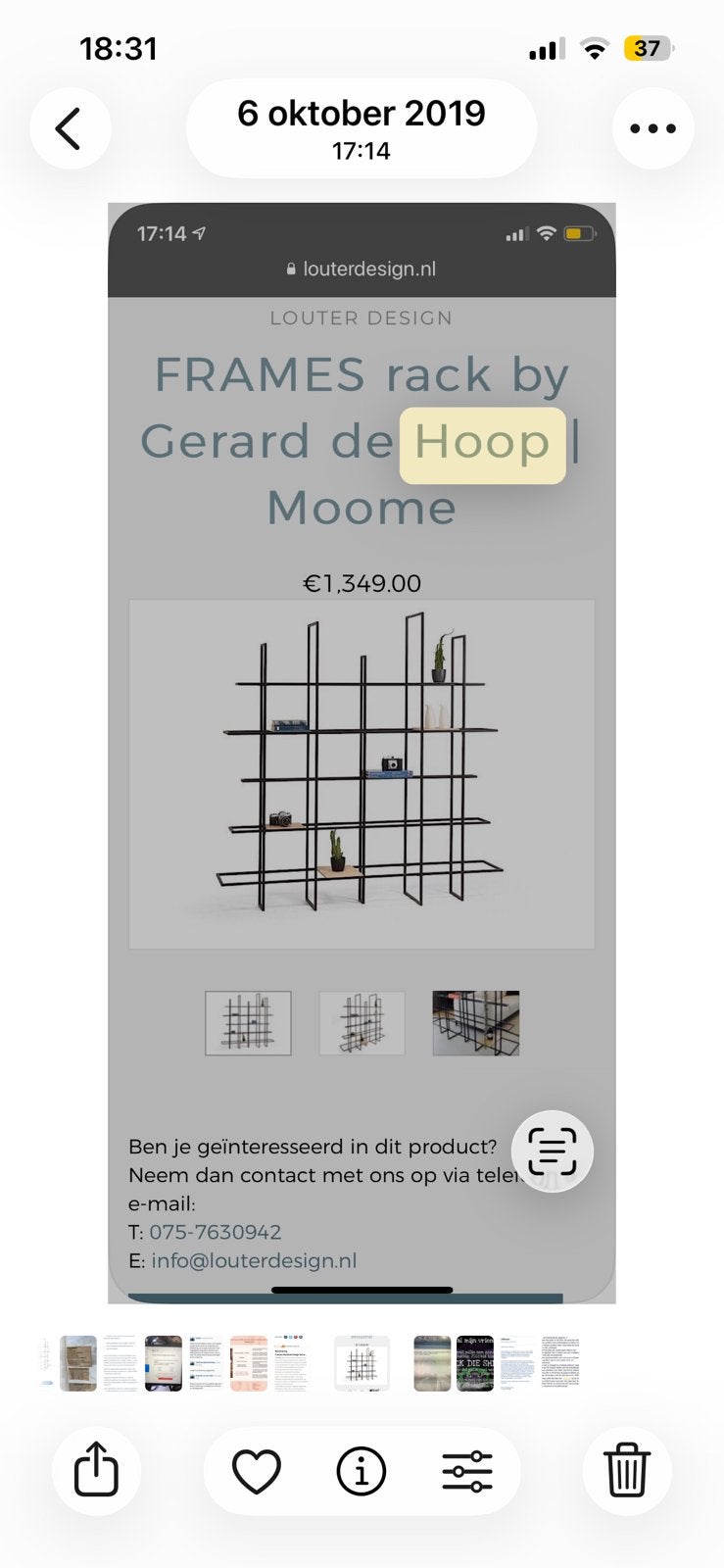 Design Roomdivider/boekenkast/wandkast, Ophalen, Zo goed als nieuw, 190 cm, 195 cm