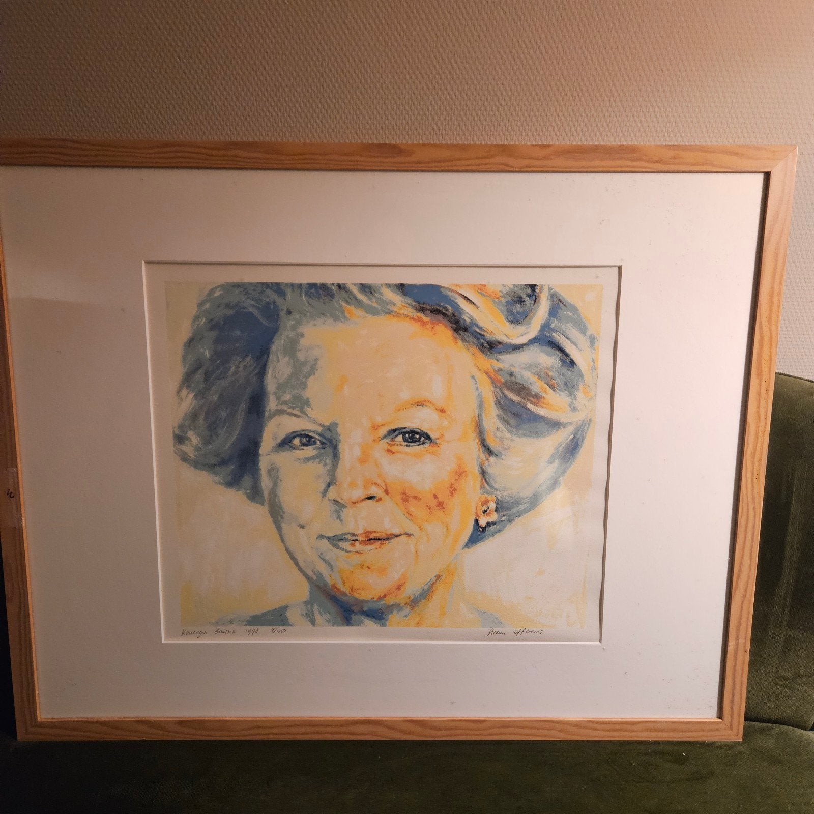 Zeefdruk Koningin Beatrix door Suzan Offereins (1998), Gelimiteerde oplage, Ophalen, Portret en Figuren, Zeefdruk