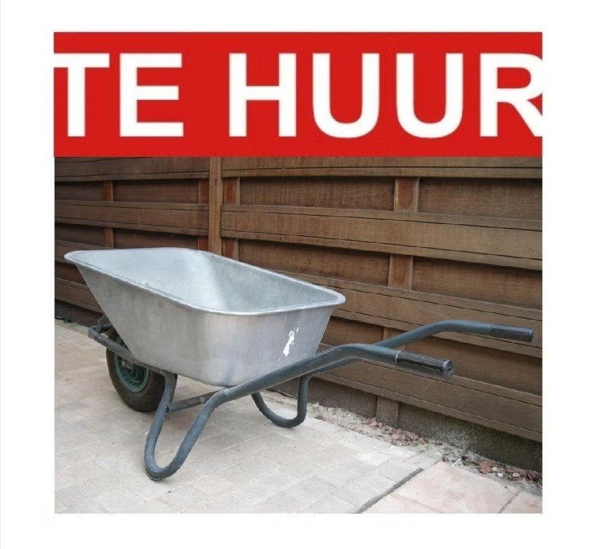 Te huur: kruiwagen met metalen bak, antilek band huren lenen, Ophalen, Handmatig, Eenwielig