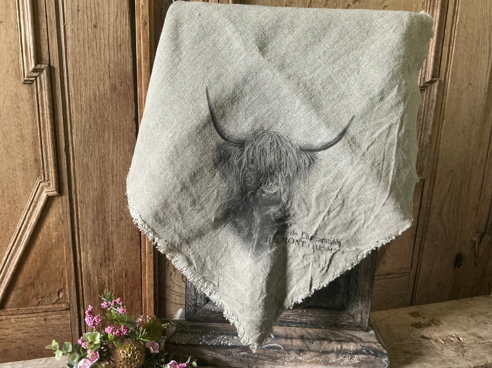 Nieuw Shabby doek met Schotse Hooglander grijs, Ophalen of Verzenden, Nieuw