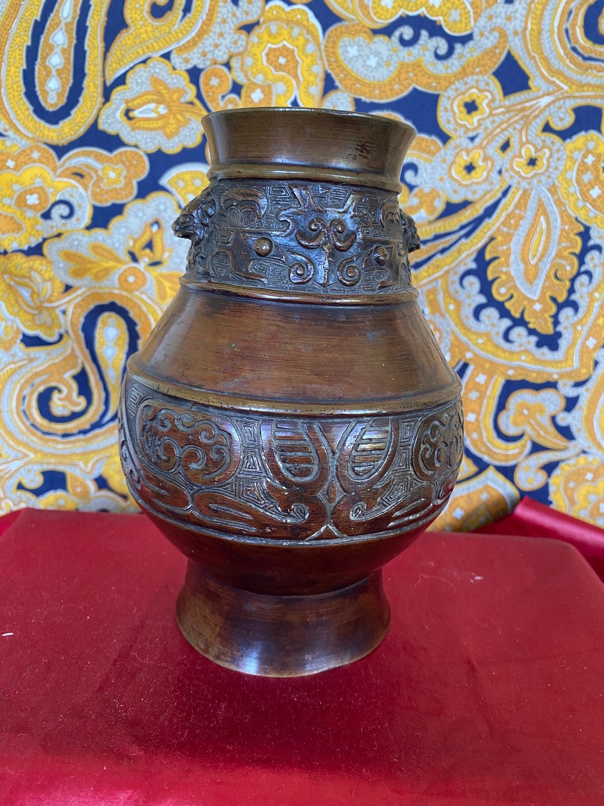 ANTIEKE CHINESE BRONZEN HU VAAS (18,5cm)., Antiek en Kunst, Antiek | Koper en Brons, Ophalen of Verzenden, Brons