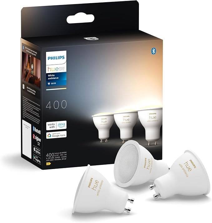 Philips Hue White Ambiance GU10 LED Spots (3-pack), Kunststof, GU10, Smart, Nieuw