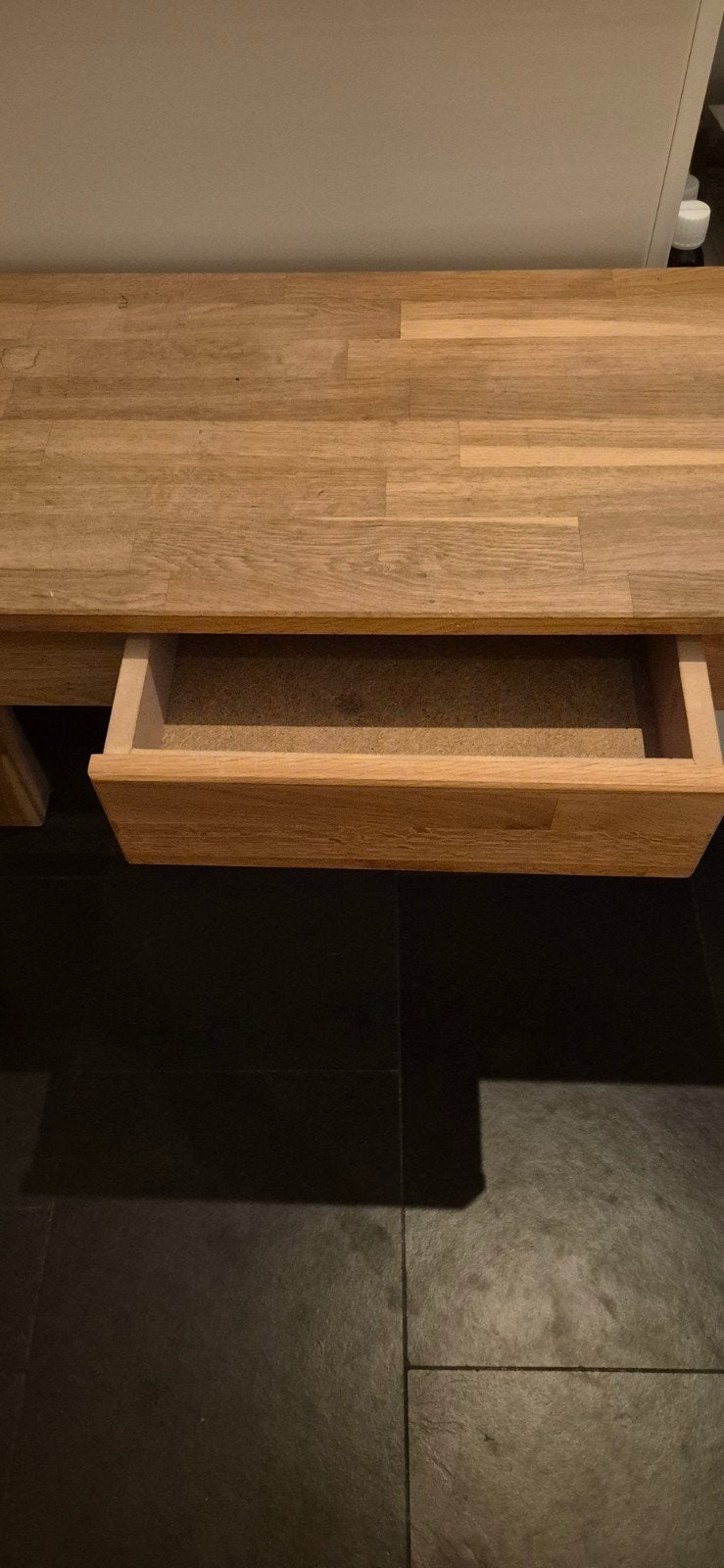Sidetable teakhout met lade., Huis en Inrichting, Ophalen, Gebruikt, 100 tot 150 cm, Teakhout