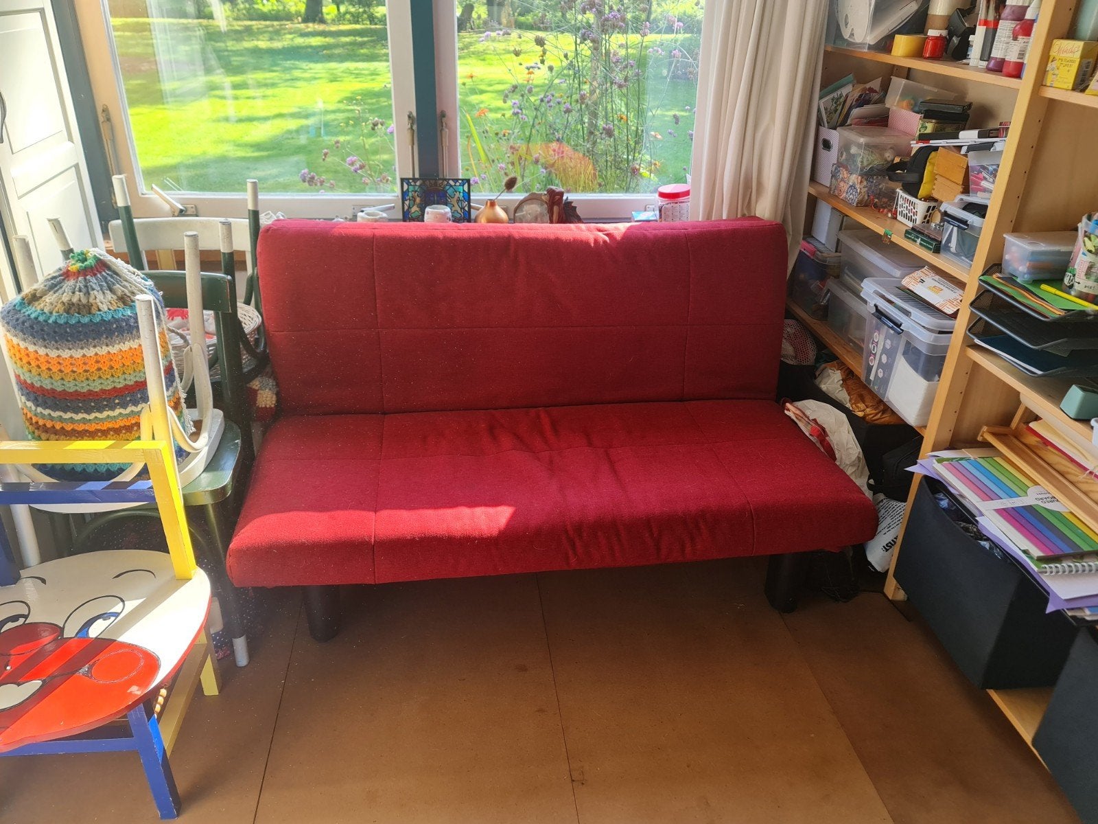 Ikea slaapbank rood 190x140 cm, Huis en Inrichting, Ophalen, Gebruikt, Tweepersoons, Rood