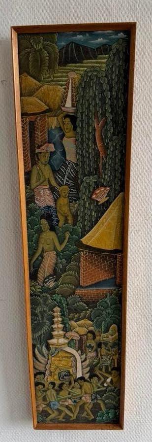 Indonesche olieverf schilderij op linnen, Antiek en Kunst, Ophalen of Verzenden