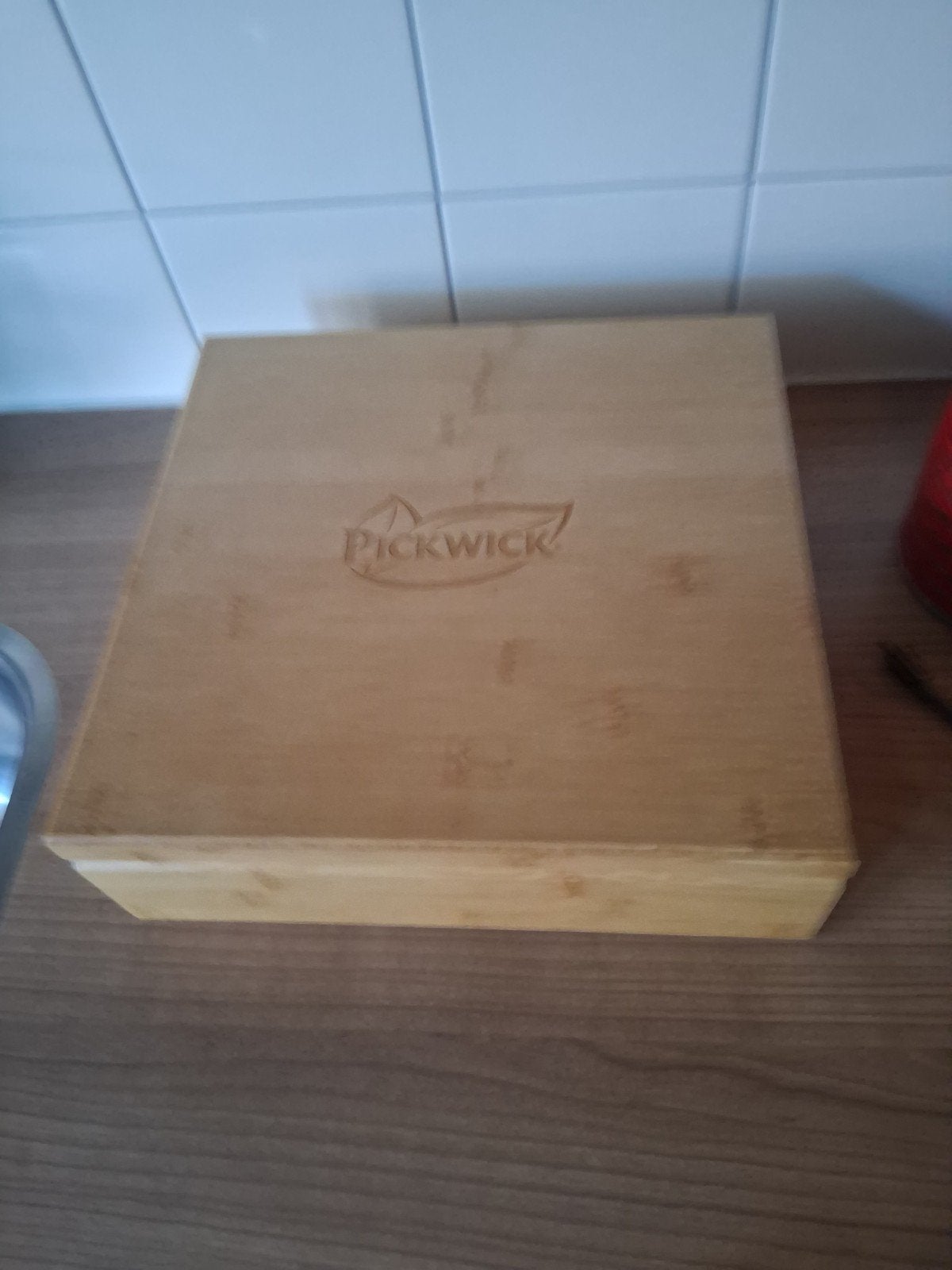 Pickwick theedoos van bamboe met 12 vakken, Huis en Inrichting, Hout, Ophalen of Verzenden, Zo goed als nieuw, Theedoos
