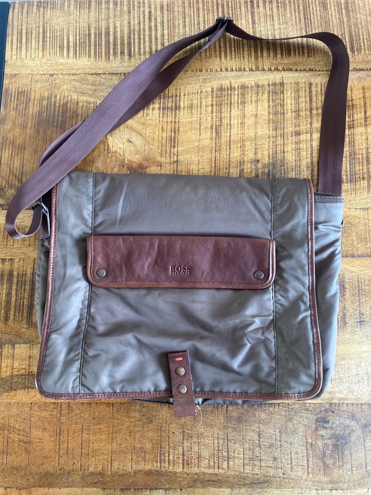 Hugo Boss schouder tas leer met polyester, Ophalen of Verzenden, Gebruikt, Zwart, Leer