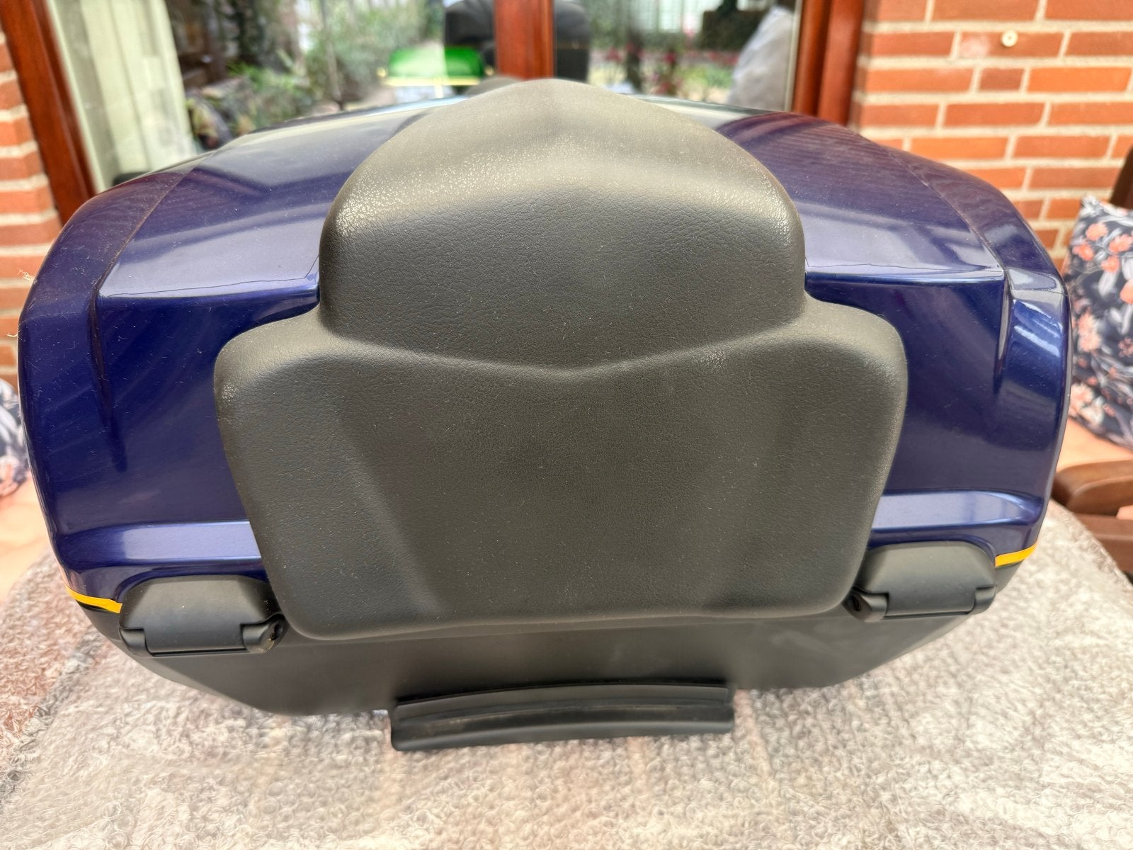 Yamaha Topkoffer (blauw- Galaxy Blue) + rugsteun en sleutels, Ophalen, Gebruikt