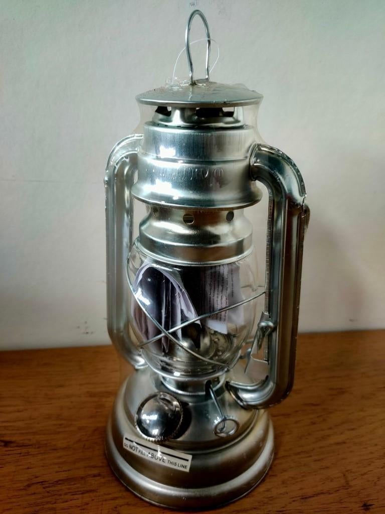 Stormlantaarn / olielamp verzinkt 25cm hoog, Nieuw, Ophalen of Verzenden, /, /