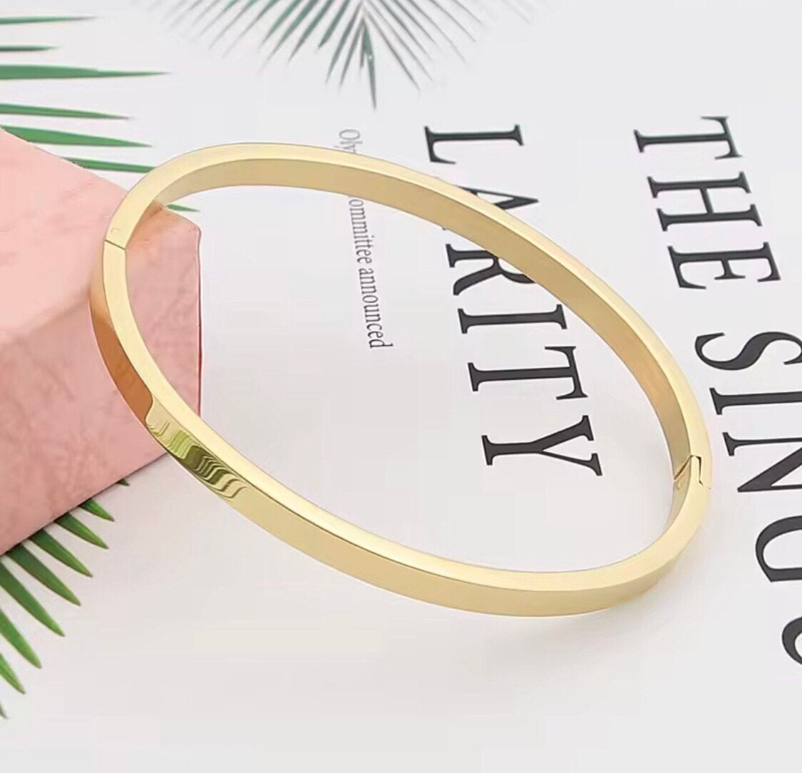 Bangle Stainless Steel Gold 14 cm, Ophalen of Verzenden, Nieuw, Staal