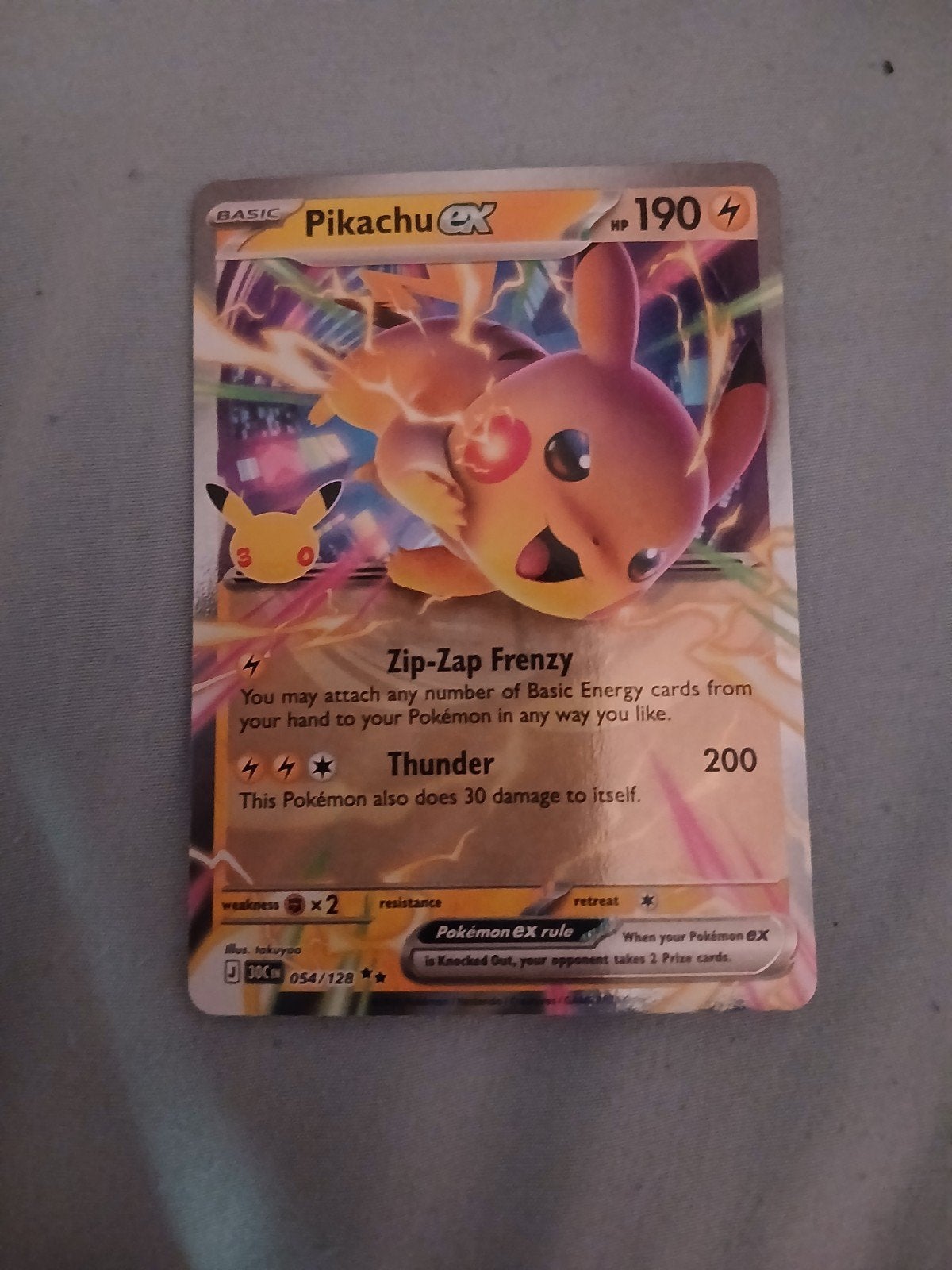 Pikachu EX Pokémon Kaart - Full Art (054/128), Ophalen of Verzenden, Zo goed als nieuw, Losse kaart, Foil