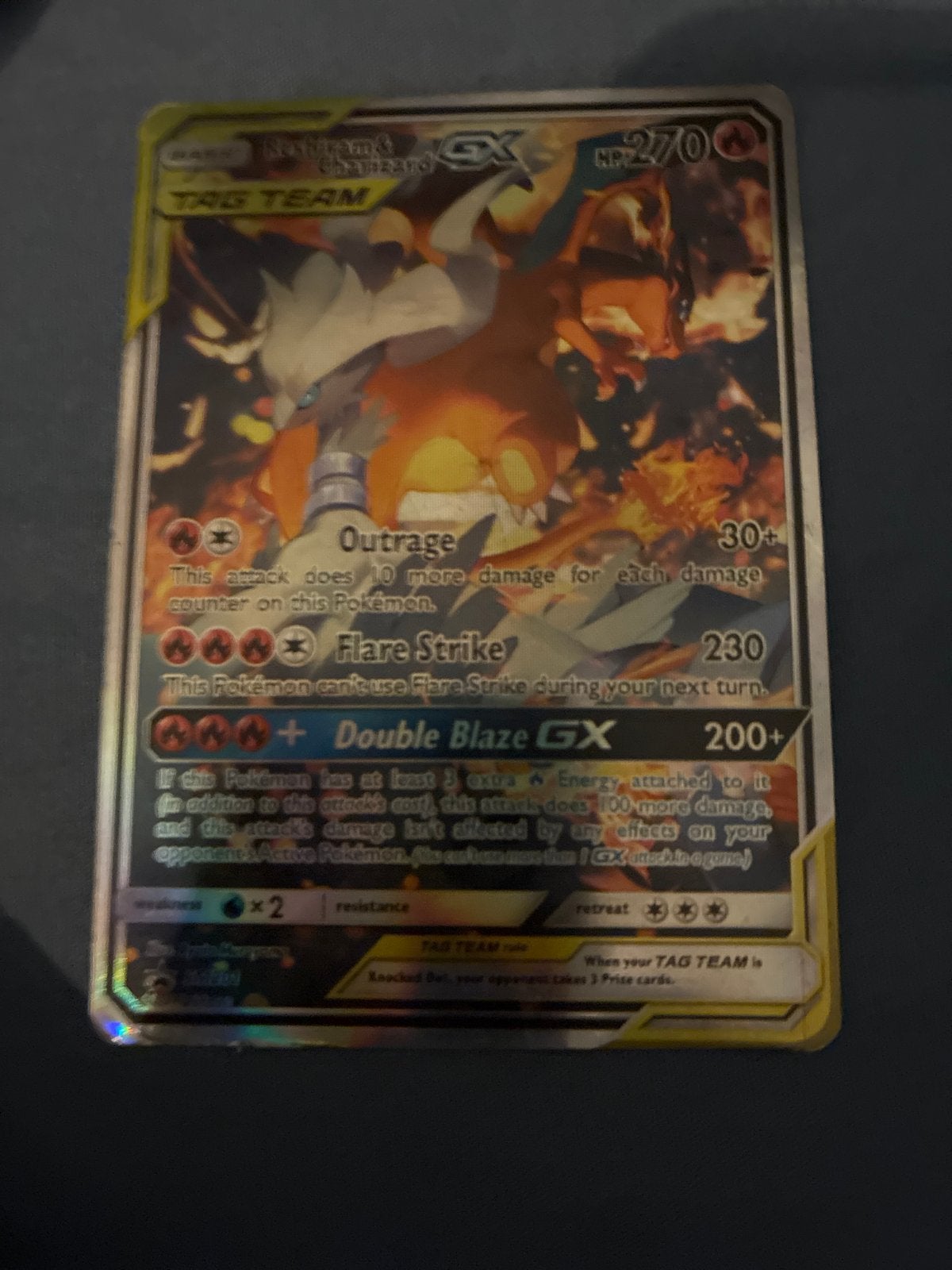 Charizard & Braixen GX TAG TEAM Pokémon Kaart, Ophalen of Verzenden, Zo goed als nieuw, Losse kaart