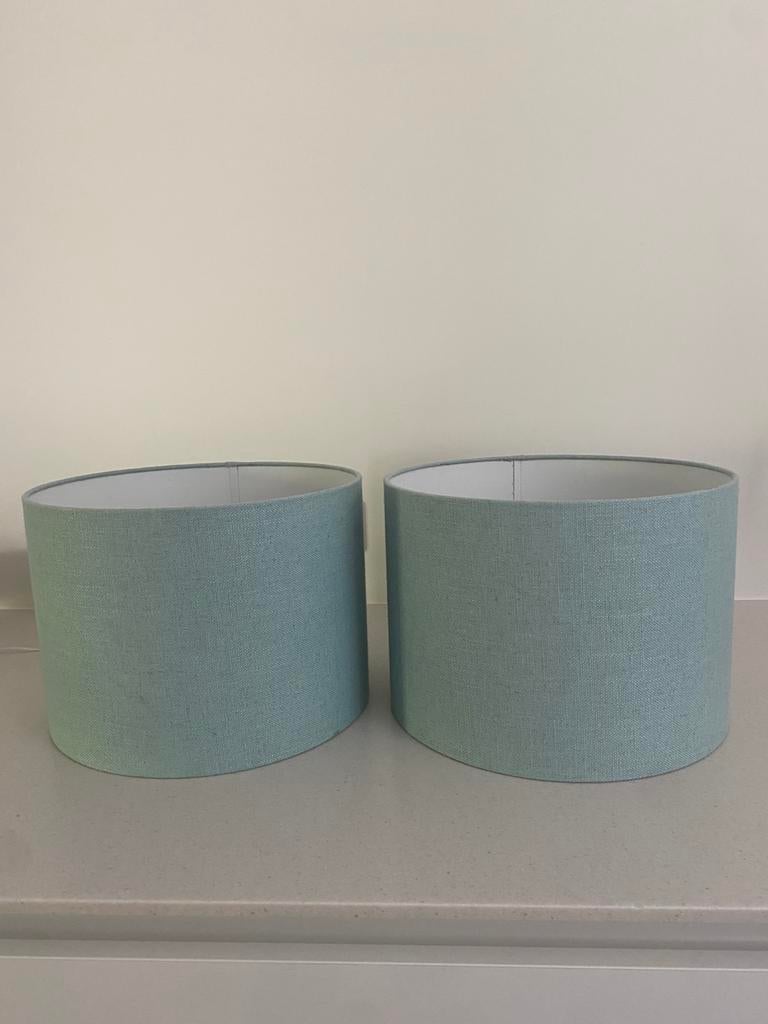 Turquoise lampenkappen 2 stuk, Huis en Inrichting, Ophalen, Overige kleuren, 25 tot 50 cm, Rond