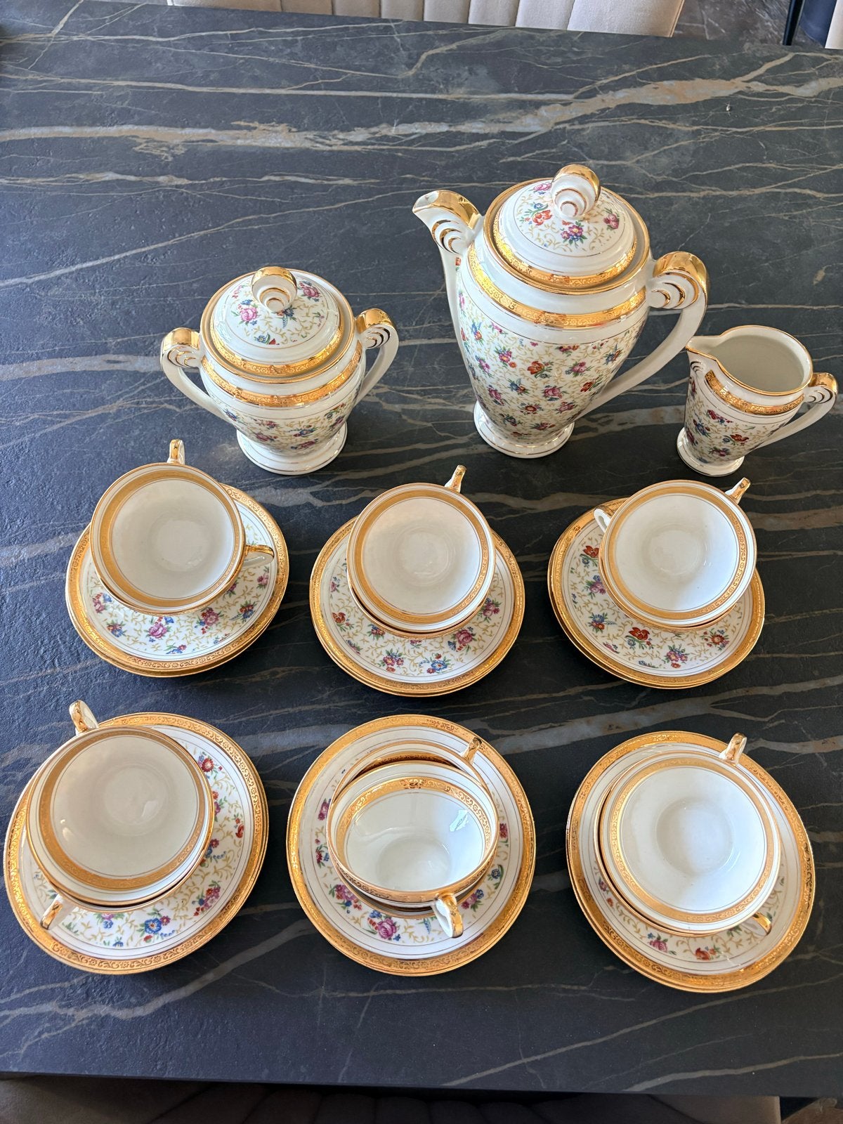Vintage Limoges Porseleinen Thee-/Koffieservies, Ophalen