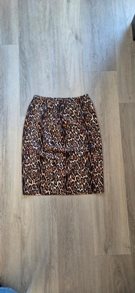 Panterprint kokerrok, maat L, Kleding | Dames, Rokken, Maat 38/40 (M), Bruin, Ophalen of Verzenden, Merkloos