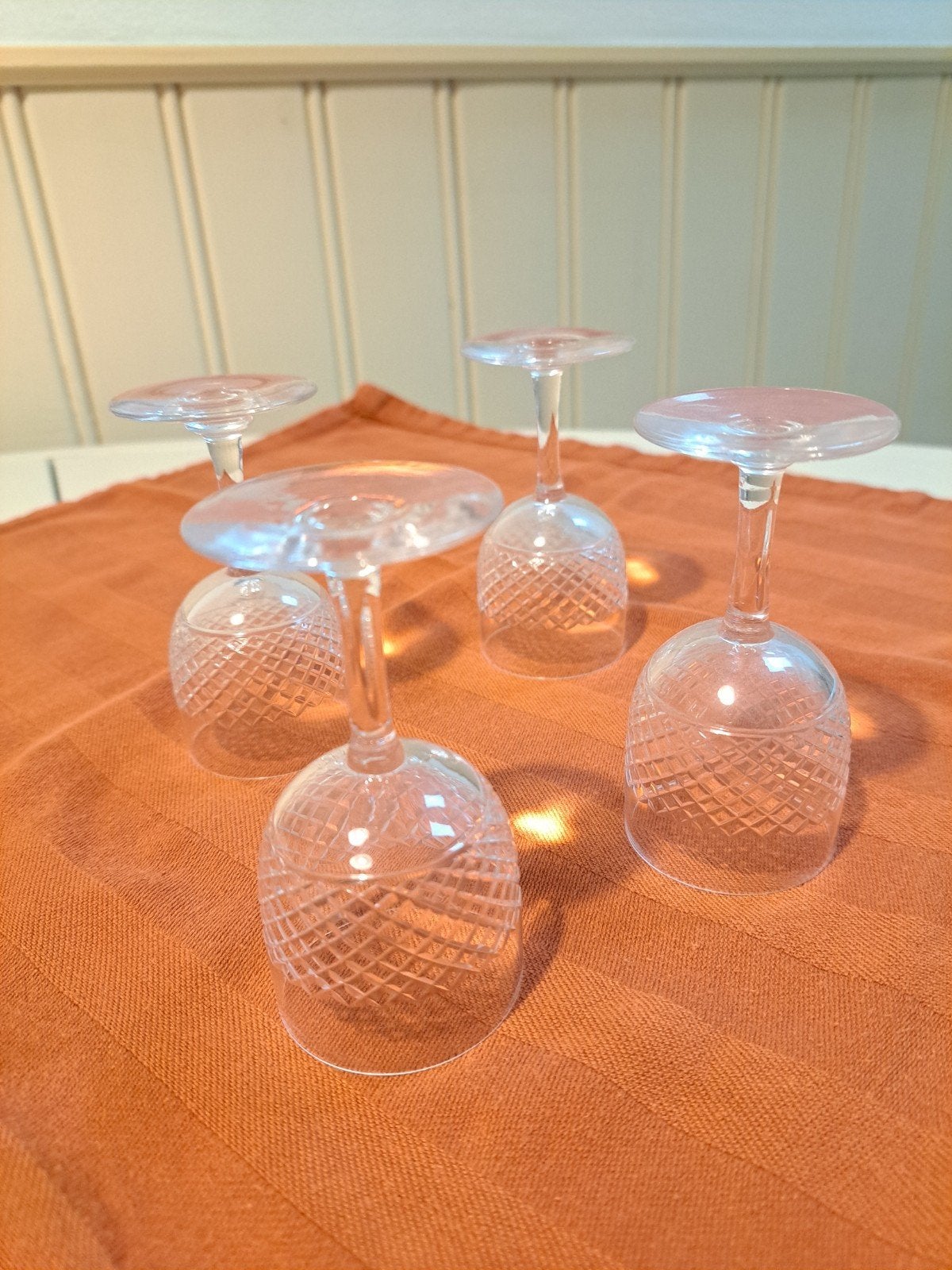 Set van 4 kristallen portglazen met ruitpatroon, Ophalen of Verzenden