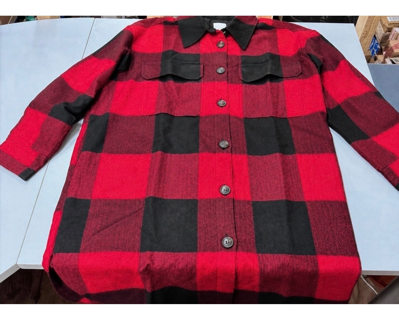 H&M vest trui jack - L mannen heren Rood Zwart geblokt blok, Maat 52/54 (L), Ophalen of Verzenden, Zo goed als nieuw, H