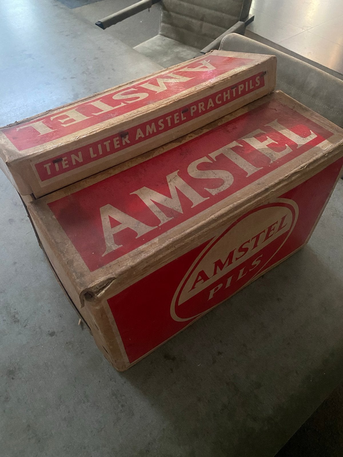 Vintage Kartonnen Amstel Bier Krat - Zeldzaam Verzamelobject, Verzamelen, Biermerken, Ophalen of Verzenden, Gebruikt, Overige typen