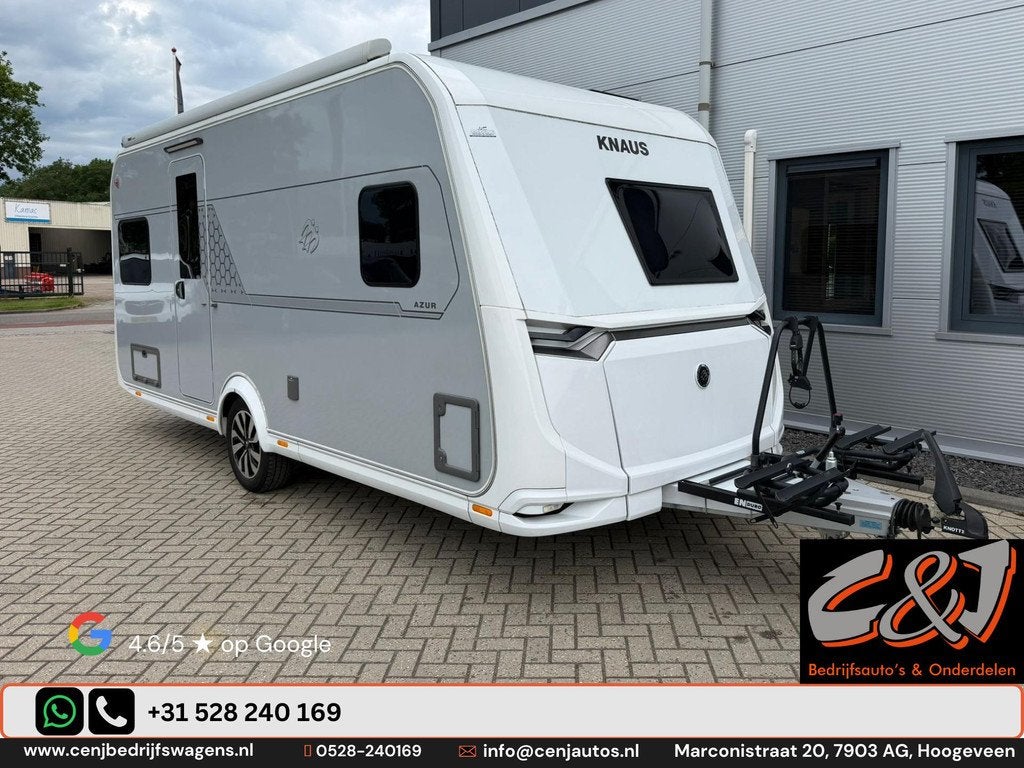 Knaus W02 Azur 500 FU Airco l Mover l Automaat poten l Route, Caravans en Kamperen, Caravans, Vast bed, Rondzit, 7 tot 8 meter