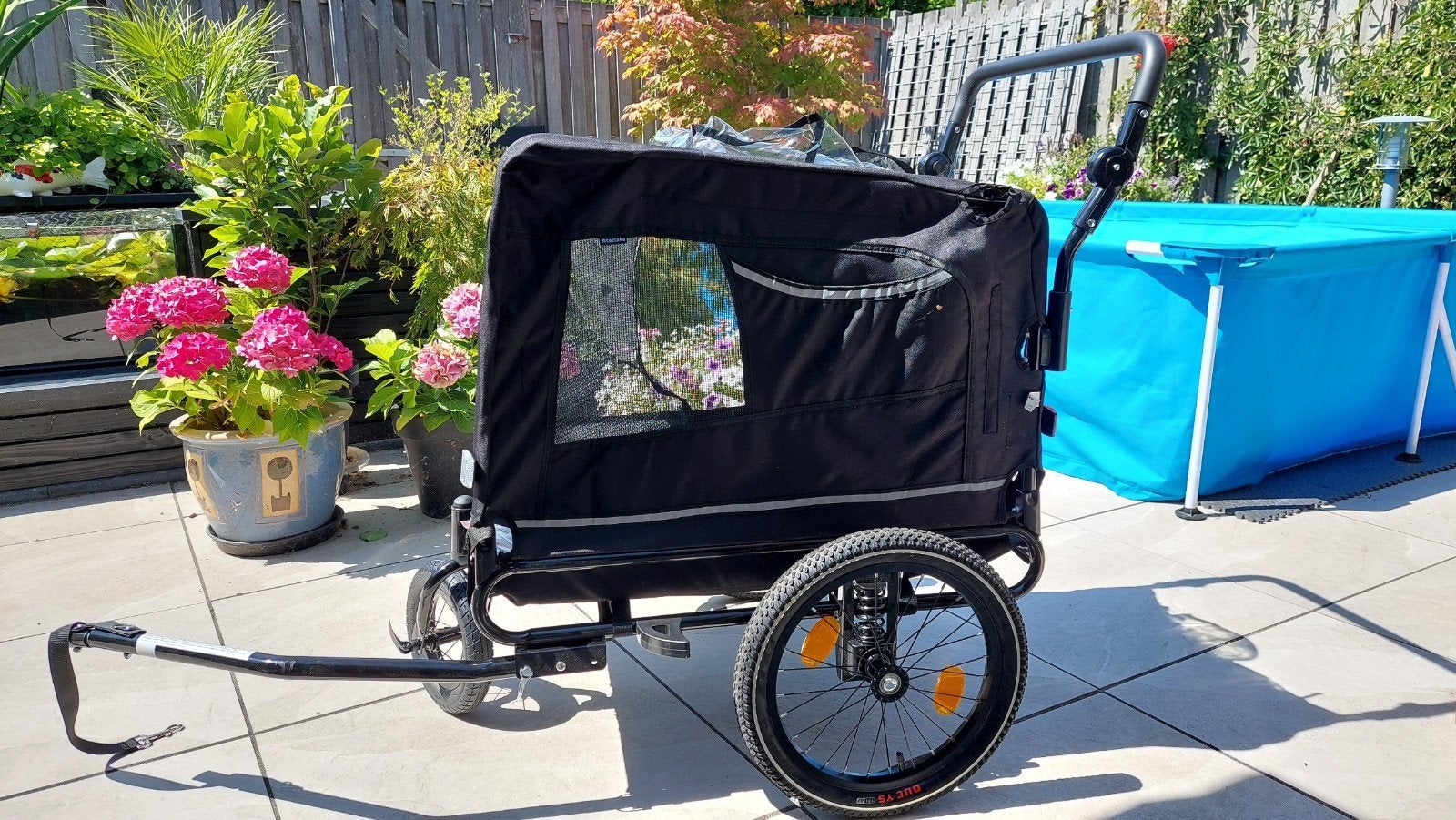 Hondenfietskar met vering en opvouwbaar design, Ophalen, Opvouwbaar, 20 tot 40 kg, Zo goed als nieuw