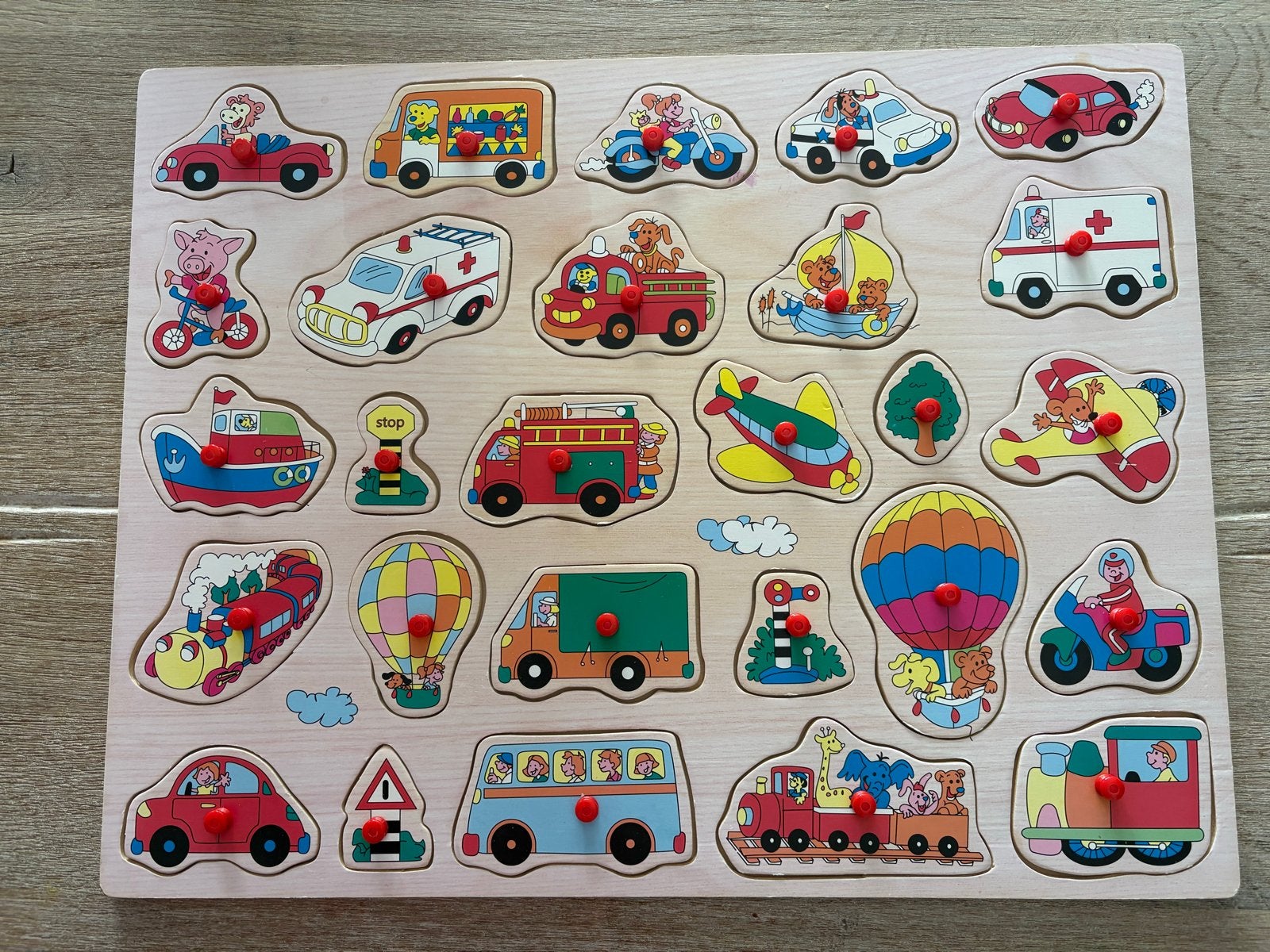Mooie vrolijke houten puzzels - compleet en in goede staat, Ophalen, 2 tot 4 jaar, 10 tot 50 stukjes, Zo goed als nieuw