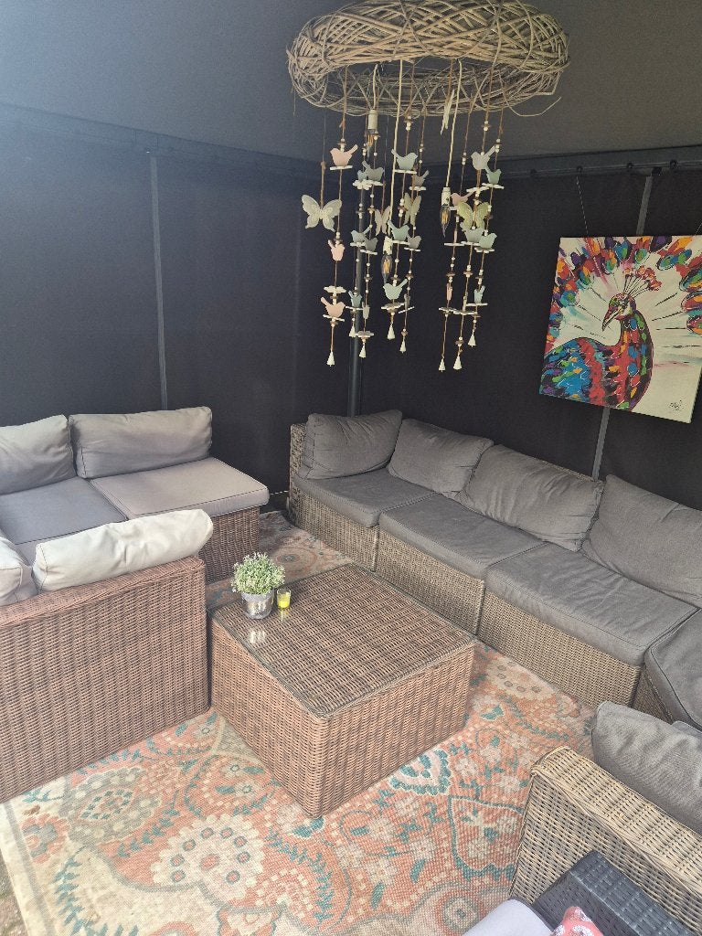 Loungeset buiten, Ophalen, Gebruikt, Rotan, 8 zitplaatsen