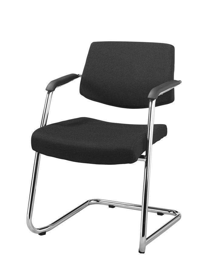 Vergaderstoel Elan, Lage rug, Zwarte stoffering, sledemodel, Zwart, Design, Nieuw, Ophalen of Verzenden