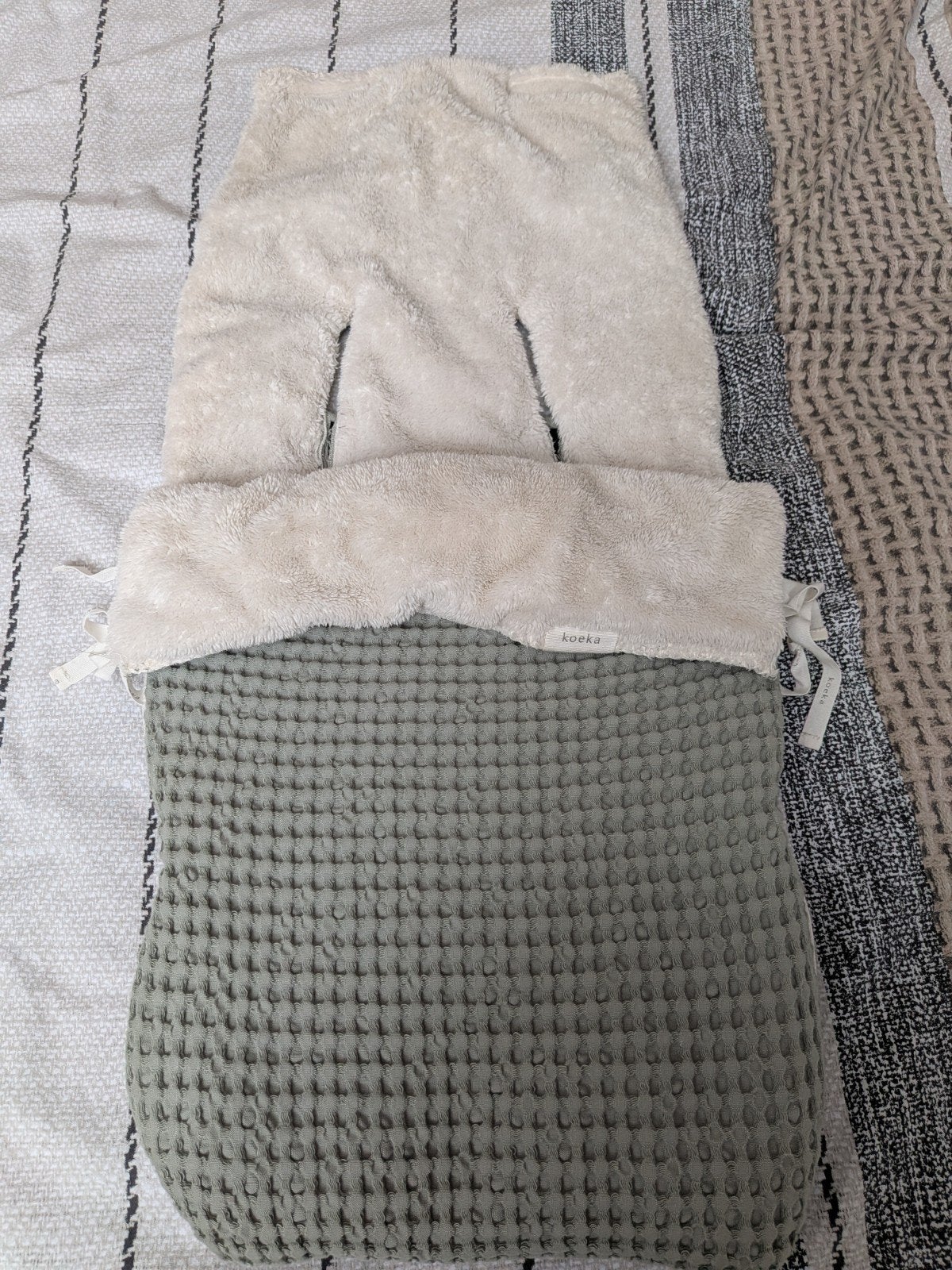 Koeka voetenzak/bakerzak wafelstof grijs/beige, Koeka, Ophalen of Verzenden, Zo goed als nieuw, Gevoerd