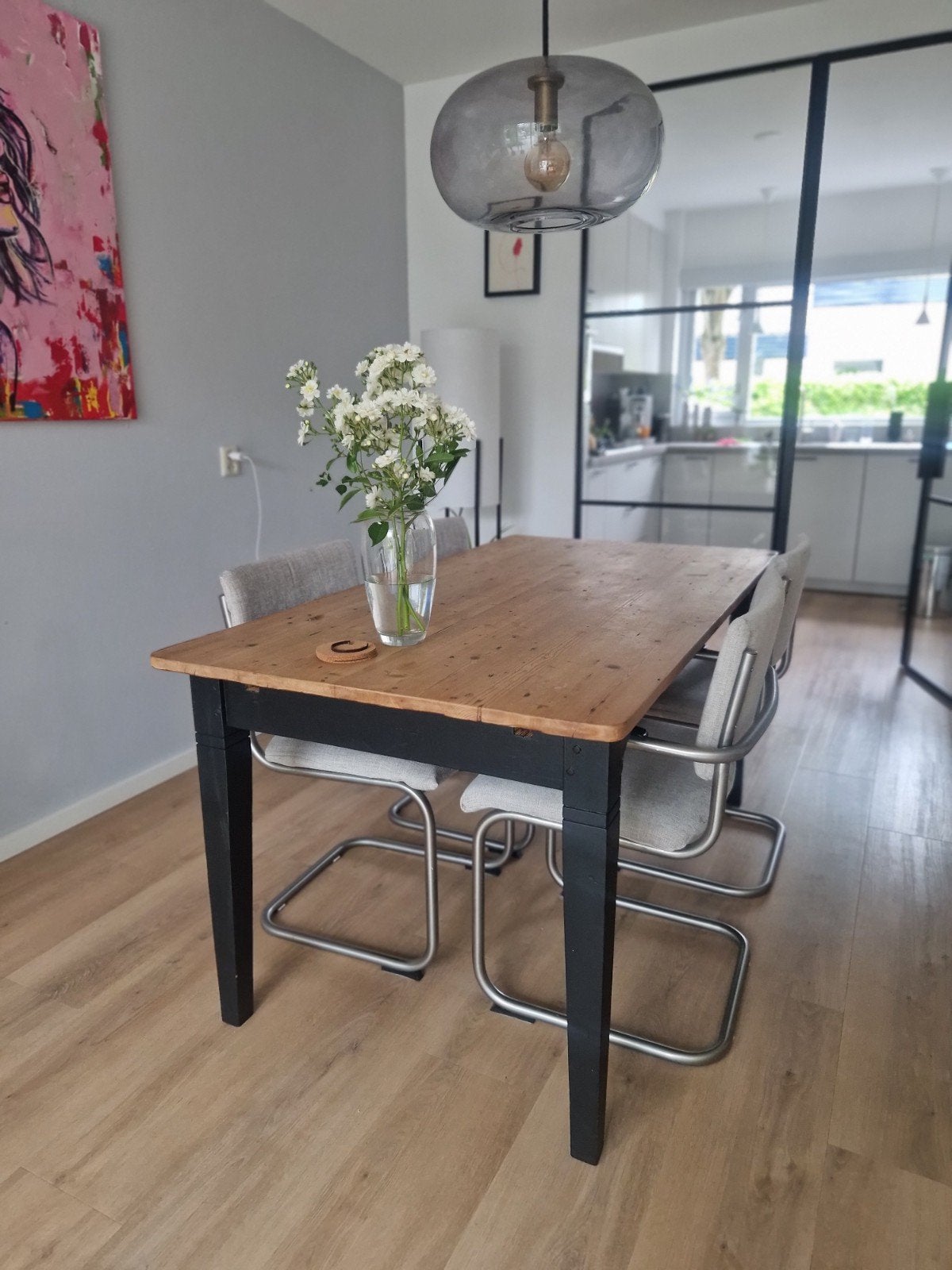 Te koop teab : grenen eettafel, Ophalen, Gebruikt, 50 tot 100 cm, Landelijk