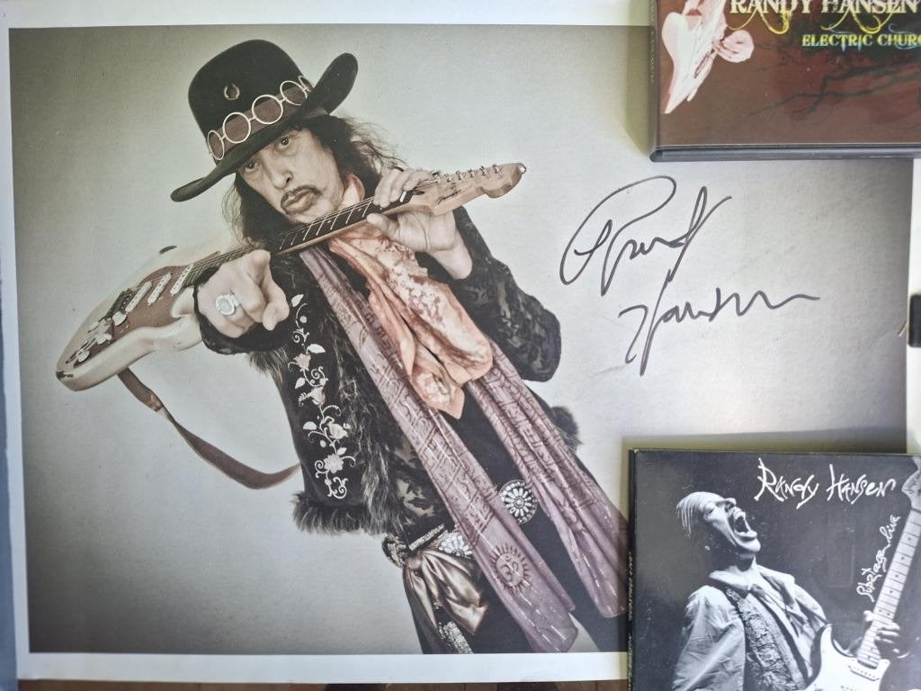 Kleine poster Randy Hansen met handtekening en 2 x DVD, Rechthoekig Staand, A4 of kleiner, Ophalen of Verzenden, Zo goed als nieuw