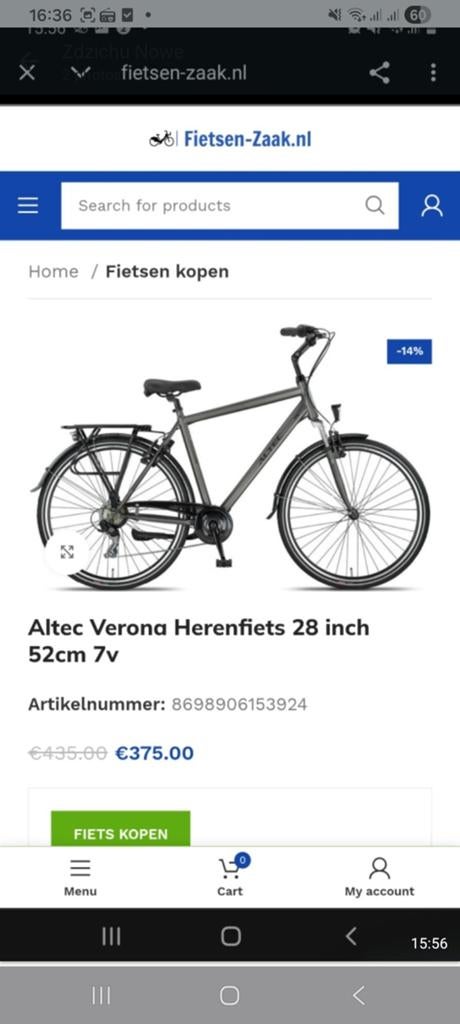 Altec Verona Herenfiets 28 inch 52cm 7v, Overige merken, Gebruikt, Velgrem, Versnellingen