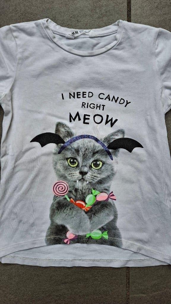 Halloween longsleeve duivel kat kitten 122-128, Ophalen of Verzenden, Gebruikt, Feestartikel, Halloween of Griezel