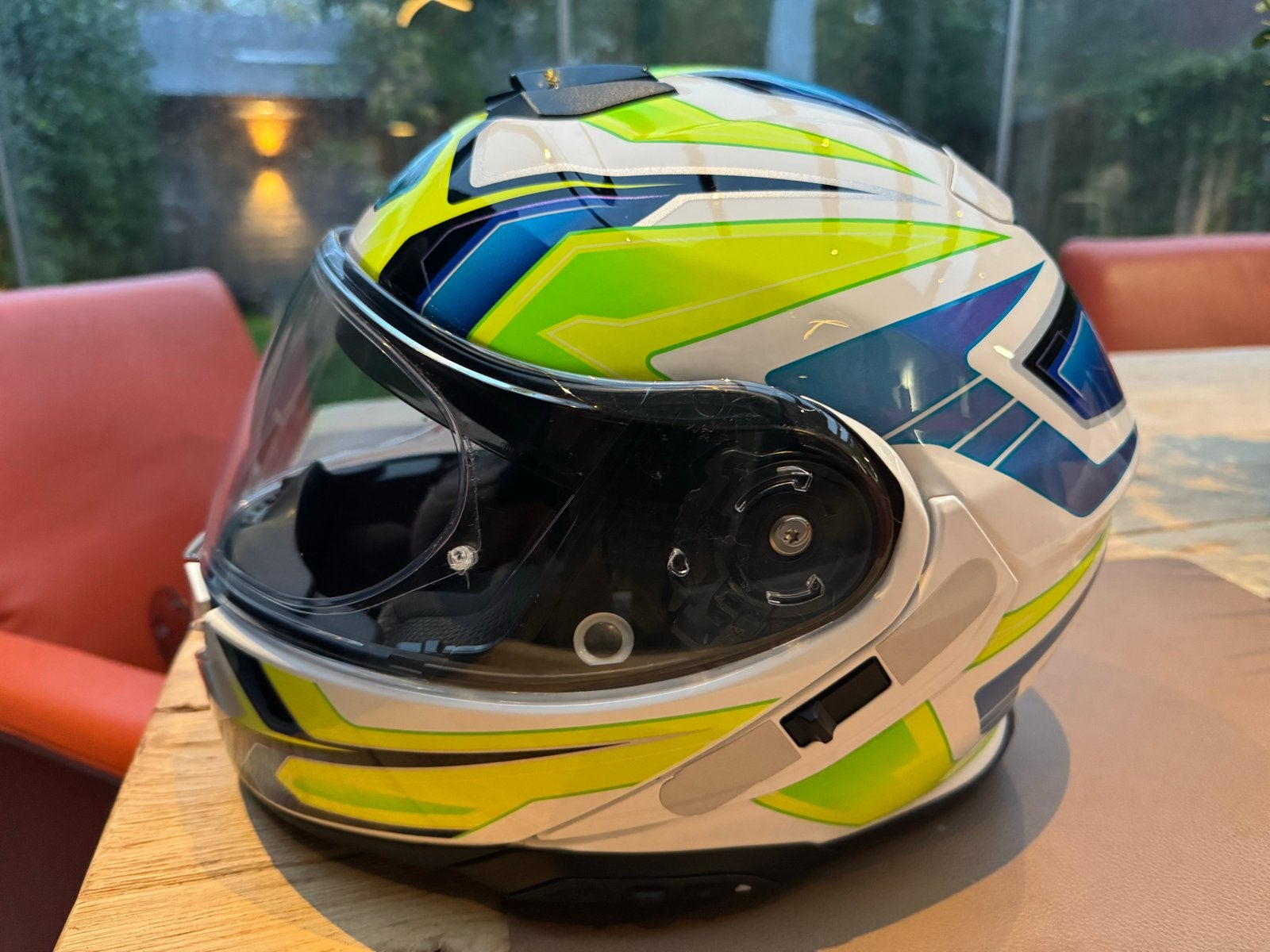 Shoei Neotec 3 Systeemhelm - Anthem TC 3 - Maat M - zgan, Motoren, M, Systeemhelm, Shoei, Tweedehands