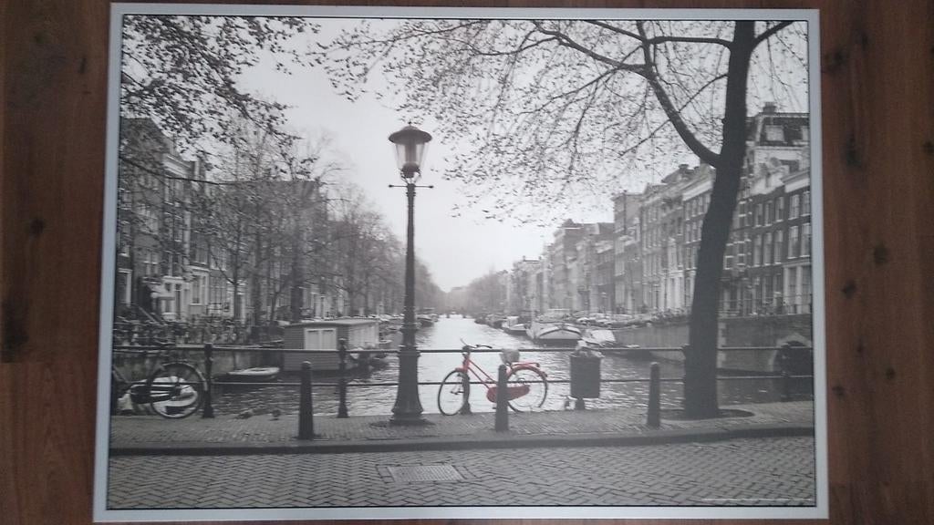 Ikea Vilshulst Amsterdamse grachten wandplaat. 140x100 cm., Huis en Inrichting, Woonaccessoires | Schilderijen, Tekeningen en Foto's