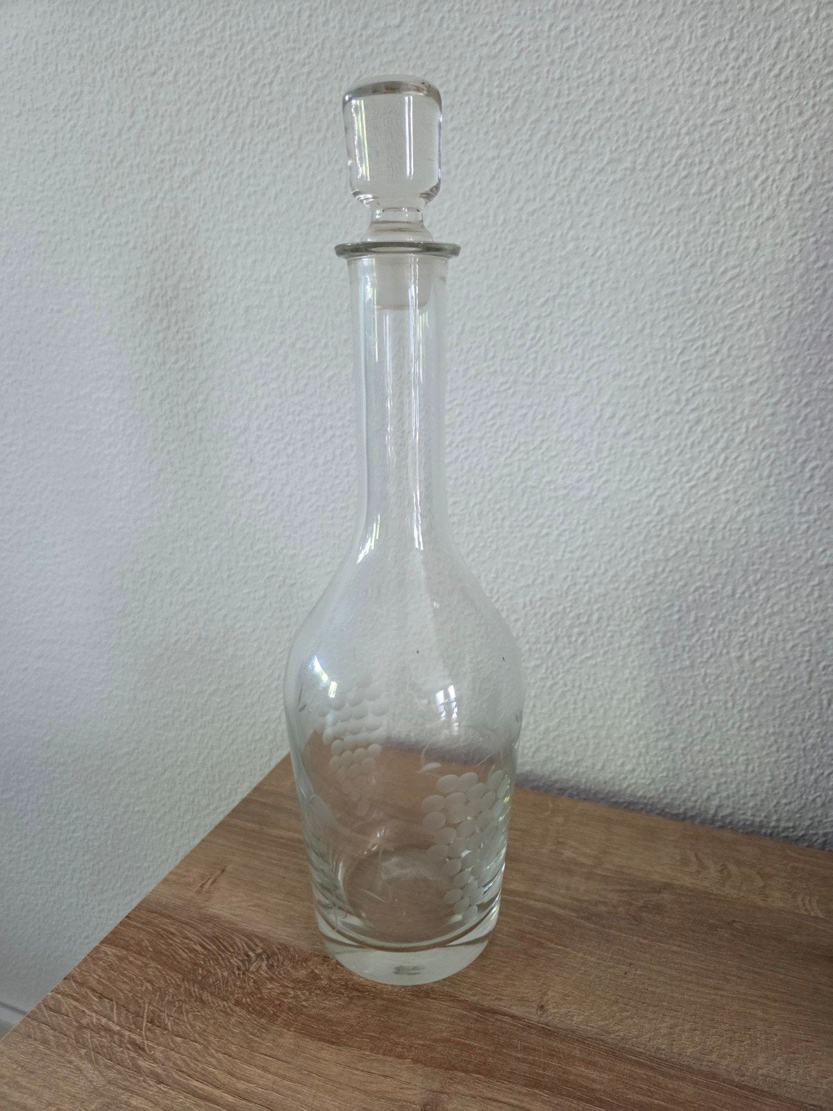 Vintage karaf met 6 borrelglaasjes - druivenmotief, Ophalen of Verzenden