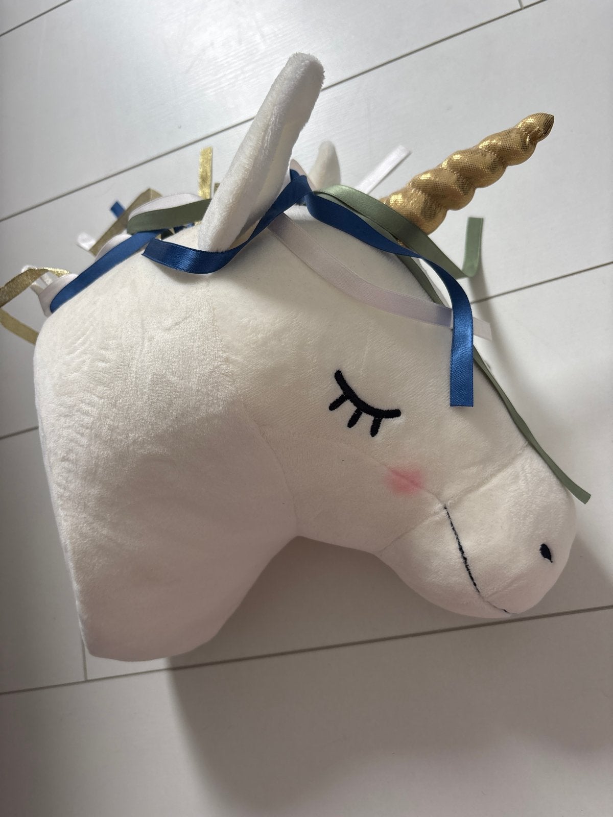 Eenhoorn knuffel wanddecoratie, Ophalen, Eenhoorn, Zo goed als nieuw, Middelgroot (20 tot 80 cm)