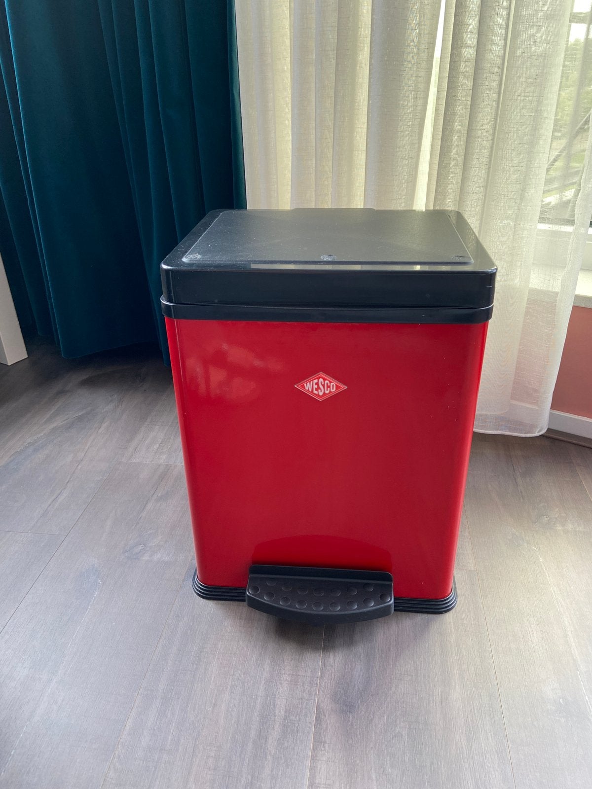 Te koop Wesco duo  prullenbak, Ophalen, Overige materialen, Gebruikt, Met pedaal