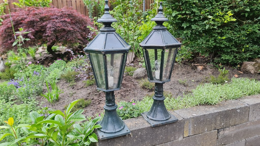 Tuin lantaarn (zwaar metaal) 2 stuks, Ophalen, Gebruikt, Staande lamp, Netvoeding