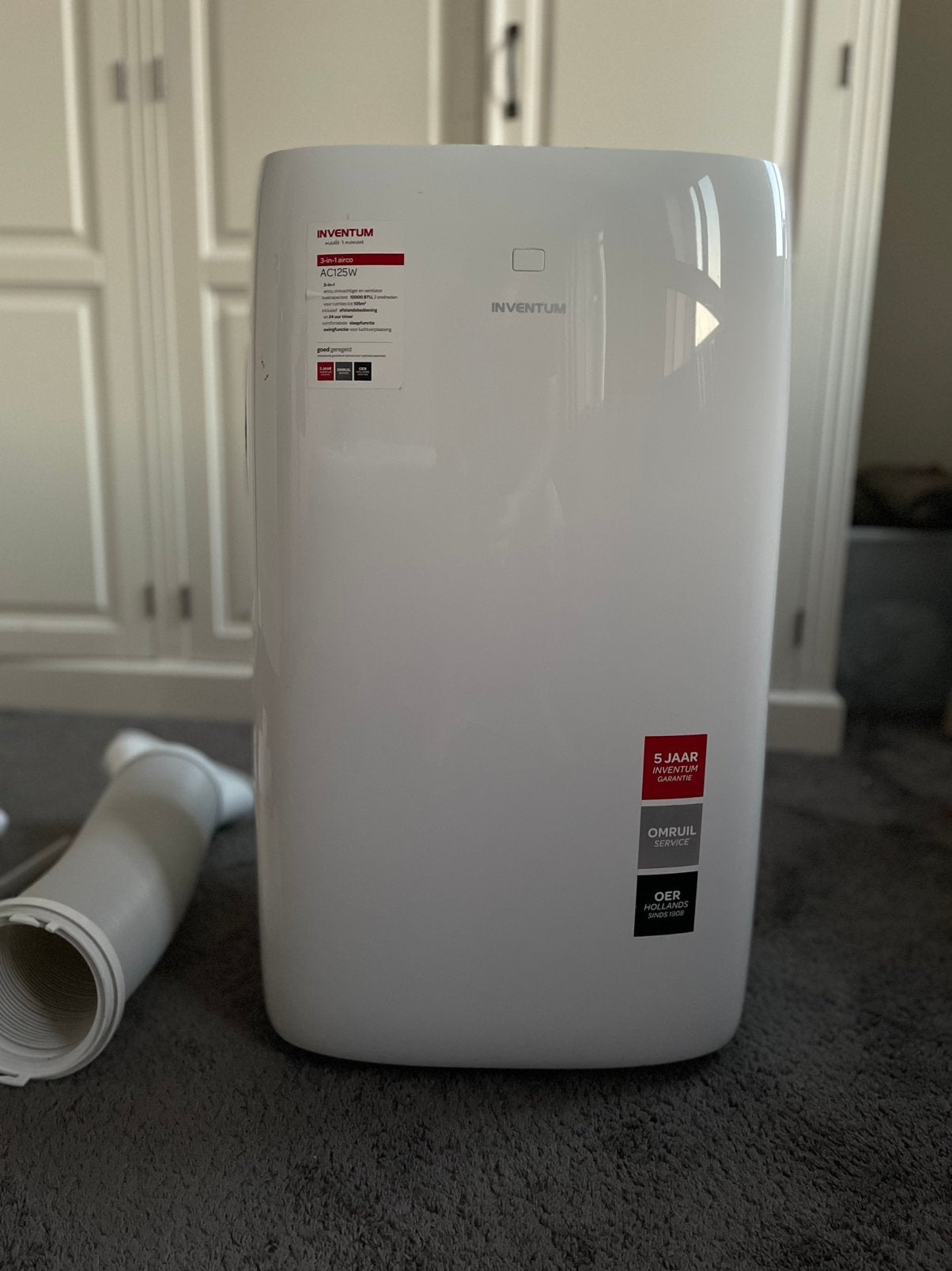 Inventum Mobiele Airco AC125W - Koelen en Ontvochtigen, Ophalen, Minder dan 60 m³, 3 snelheden of meer, Zo goed als nieuw