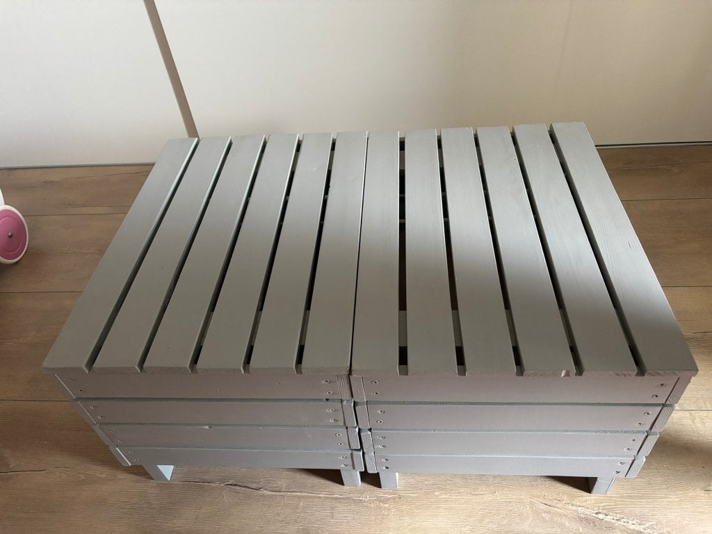 2x kist IKEA grijs voor zitten en opbergen, Ophalen, Gebruikt, Minder dan 50 cm, 5 – 50