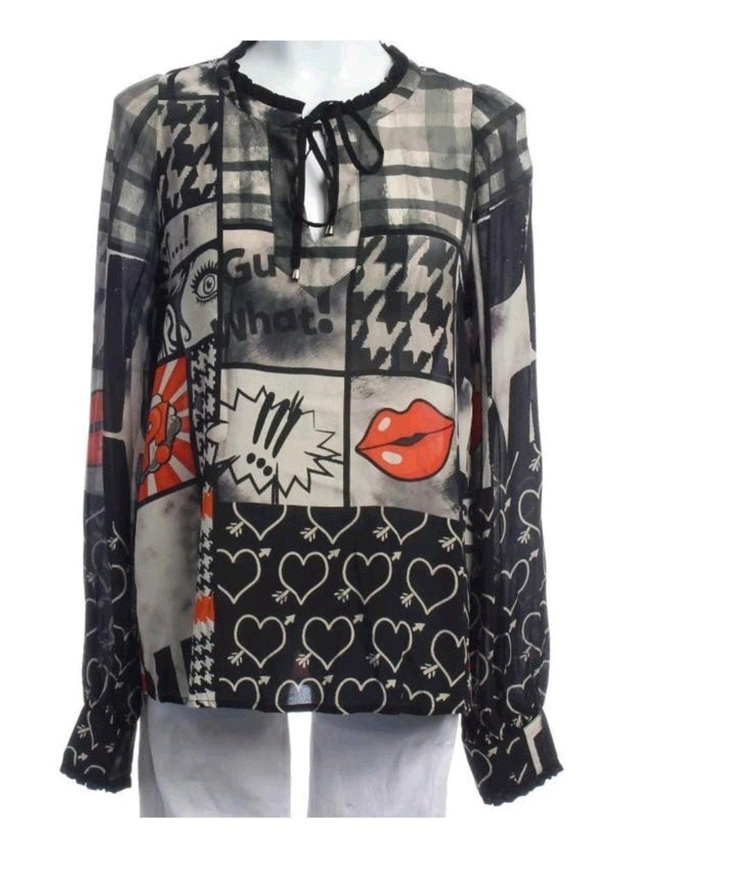 Zwarte viscose met zijde blouse van Grace Fashion 44-46, Verzenden, Zwart, Grace Fashion, Maat 46/48 (XL) of groter