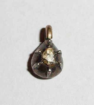 Hangertje Roosdiamant klein goud, Sieraden, Tassen en Uiterlijk, Kettinghangers, Gebruikt, Overige voorstellingen, Verzenden, Met edelsteen
