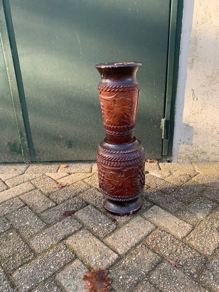 Houten | handgesneden vloervaas, Ophalen