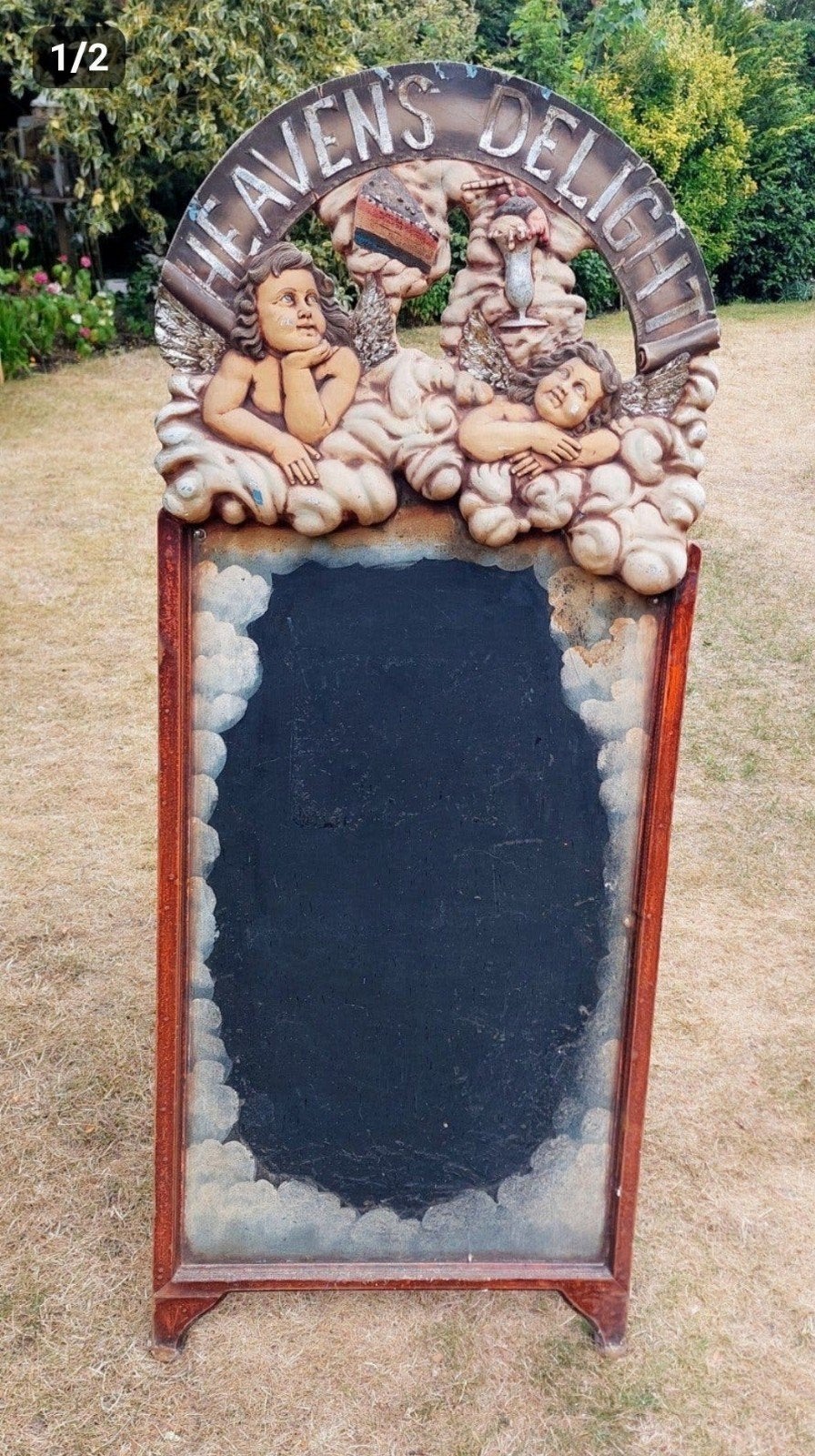 Antiek decoratief horeca bord met "Heaven's Delight", Ophalen