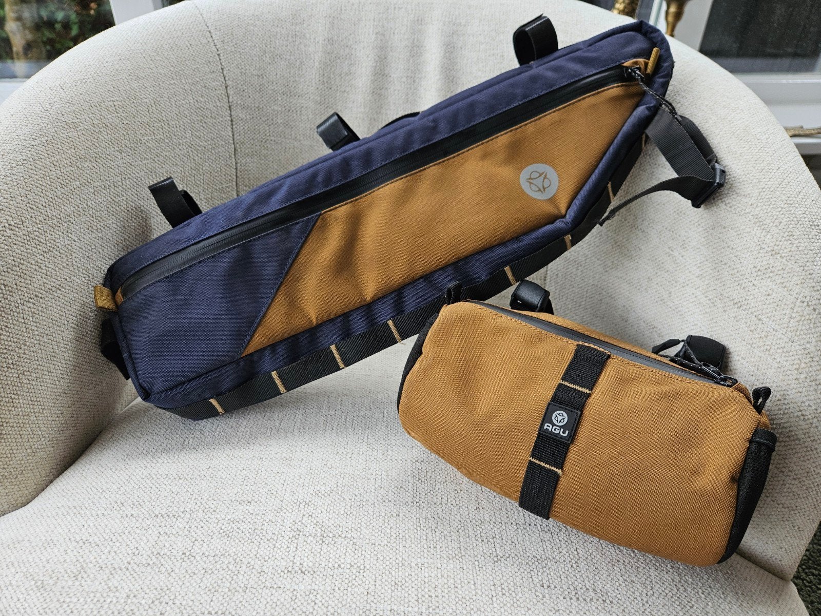 AGU stuurtas en frametas - Bikepacking set, Fietsen en Brommers, Fietsaccessoires | Fietstassen, Ophalen of Verzenden, Zo goed als nieuw
