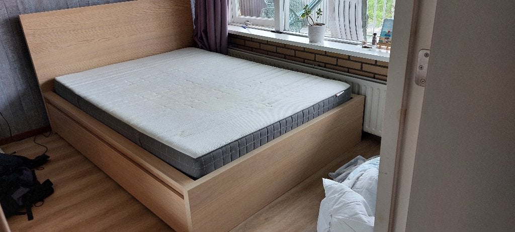 Bed (ikea), Ophalen, Bruin, Tweepersoons, 140 cm