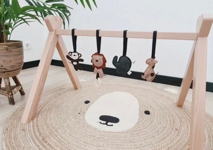 Vilten jungledieren voor babygym - Zo goed als nieuw, Ophalen, Zo goed als nieuw