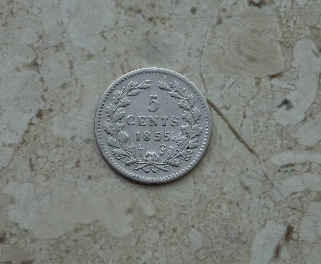 5 cent 1855, Postzegels en Munten, Koning Willem III, Zilver, Ophalen of Verzenden, Losse munt